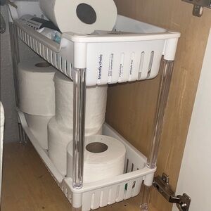 White Two-Tier Bathroom Organizer by